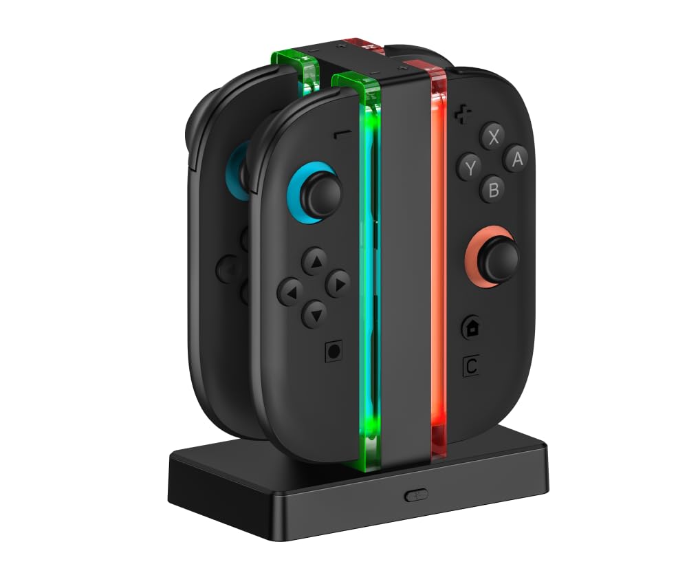 HELLCOOL Charging Dock for Nintendo Switch 2 Controllers-4-Port Joy Con 2025 Charger Station with Magnetic Design