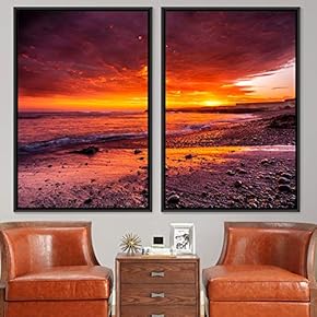 signwin 2 Piece Framed Canvas Wall Art Sunset...
