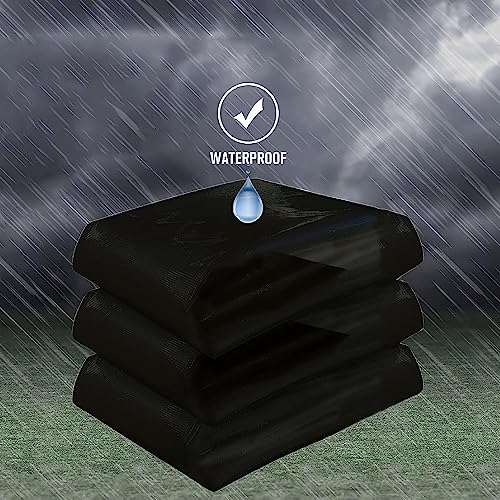 Image of TUFFPAULIN 6FT X 6FT 120 GSM Black Tarpaulin Tirpal Tadpatri Tharpai Thadika, Extra Strong, Reinforced Eyelets, UV Resistant, 100% Waterproof Virgin, 6 Layer MLCL 3D Rib Technology-1 No., Plastic