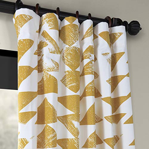 Image of HPD Half Price Drapes Modern Triangular Geometric Printed Curtains Cotton Curtains 108 Inches Long (1 Panel) Room Darkening Curtains for Bedroom & Living Room, 50W x 108L, Triad Geometric Gold
