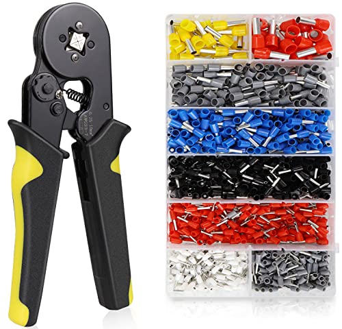 Crimpzangen Aderendhülsen Set, Presszange Arten Aderendhülsen mit Kabelschuhe Tool Kit 0,25-10mm² für isolierte -1250pcs Aderendhülsen Set