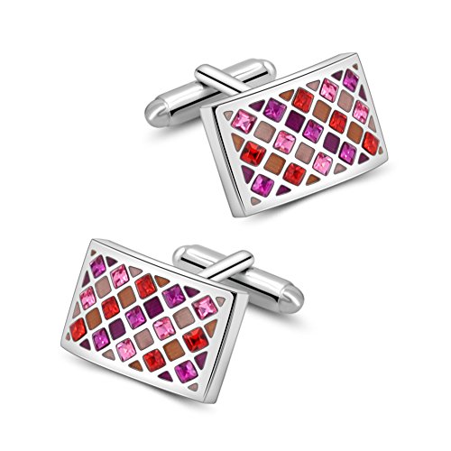 Mr.Van Shiny Swarovski Crystal Cufflinks Red Elegant Glimmering Cuff Links Set Business Wedding Gifts for Him