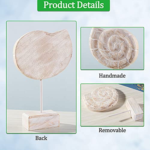 Creproly 3Pcs Modern Wood Sculpture Home Decor Statue Starfish Conch Seahorse Figurines Beach Nautical Style Table Sculptures Home Decor #TOP3