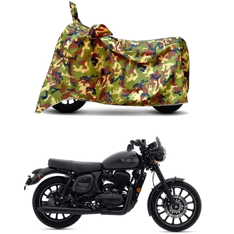 Image of Waterproof 100% PVC Coated Full Bike Scooty Two Wheeler Body Cover Compatible for Jawa Dual Channel /UV-Rays /Heat Protection /Birds Dropping /Scratchproof /Dust Proof [6X6 Jungle Print]
