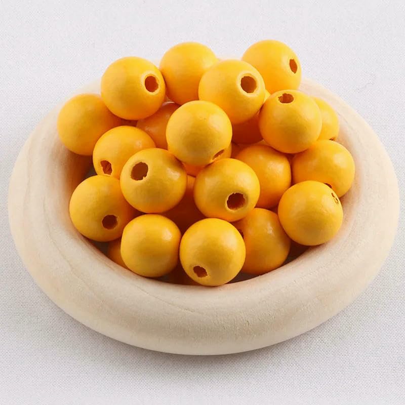 Cuentas acrílicas, Cuentas de madera redondas multicolor 12 mm a 20 for la elaboración joyas(Orange,20mm (50pcs))