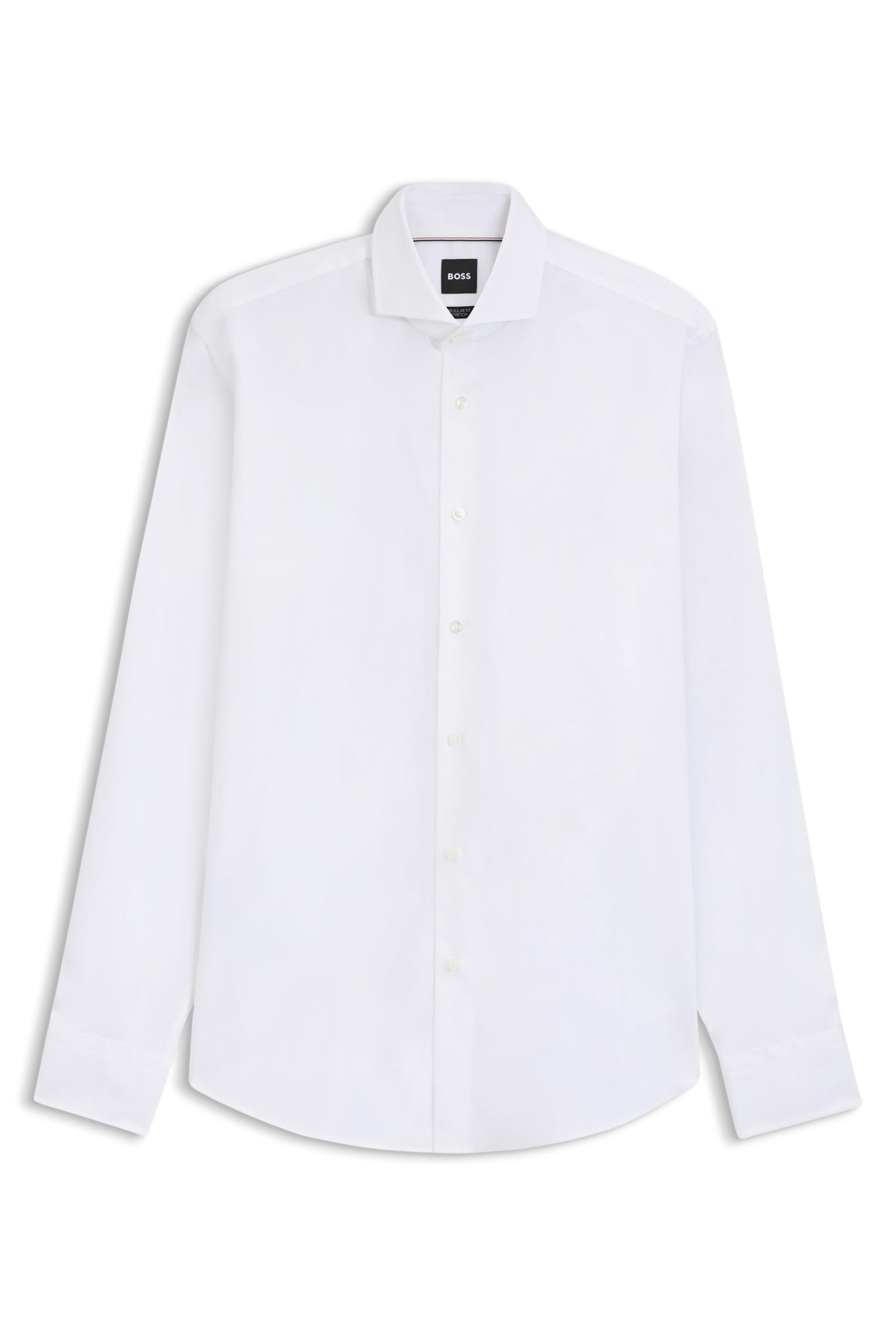 Boss Men's White H-Joe-Spread-C1-222 Regular-Fit Stretch-Twill Formal Business Shirt