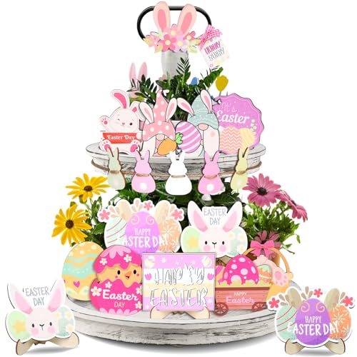 21 PCS Easter Tiered Tray Decorations Set, Tiered Tray Decor