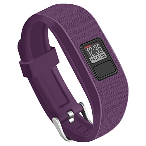 OenFoto Compatible Garmin Vivofit 3 Vivofit JR Bands with Metal Secure Watch Clasp, Silicone Replacement Bands for Garmin Vivofit 3 JR-Purple