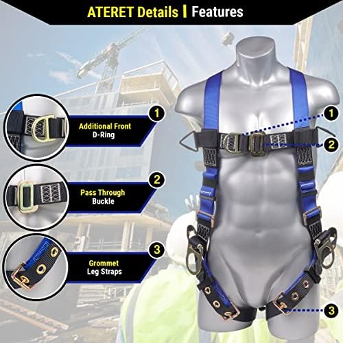 Image of Construction Harness 5 Point Adjustment, Back D-Ring, Grommet Legs, Multiple Styles I OSHA ANSI Compliant