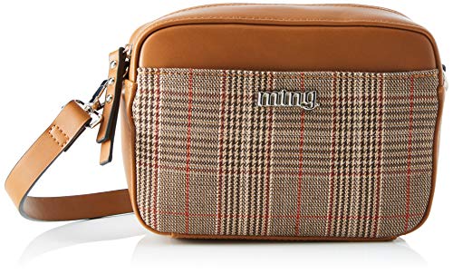 MTNG Kanda, Bolso bandolera para Mujer, Marrón (Pull Camel/Gris), 7x15x19 cm (W x H x L)