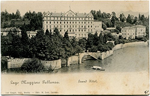 Primi '900 Pallanza Lago Maggiore Grand Hotel esterno barca Verbania FP B/N ANIM Cartolina Postale