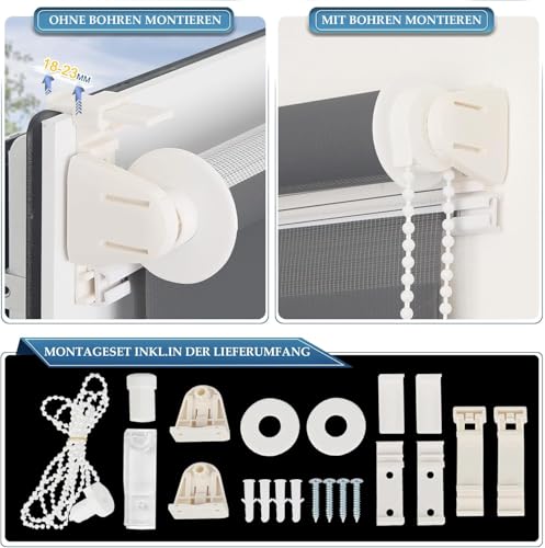 Doppelrollo klemmfix ohne Bohren, Duo Rollos für Fenster & Tür mit Bohren, Anthrazit B85 x H120cm (Stoffbreite 85 cm)… – Ansicht 7
