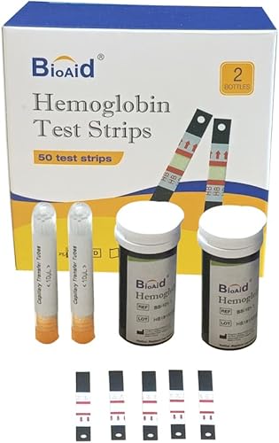 Bioaid Tiras de Hemoglobina 50 piezas con Tubos Capilares 50pcs
