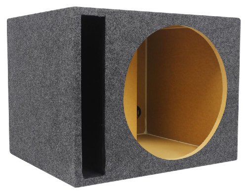 Rockville RSV15 15 2.6 Cu.Ft. Vented Car Audio Subwoofer Box 3/4 MDF 32Hz Tuned Gold Terminals Black Carpet Finish for Deep Bass in Car Audio Systems
