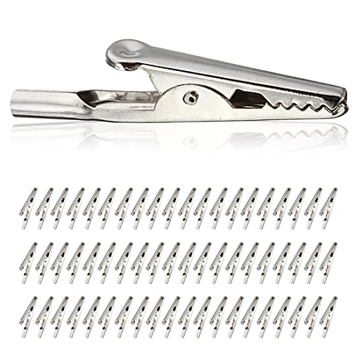 Amindz 60 Pezzi Clip a Coccodrillo in Metallo,Coccodrillo Clip di Prova con Vite,Test Elettrico Lavoro Coccodrillo Clip,Lunghezza 50mm,Morsetti Coccodrillo per Test Elettrici di Laboratorio