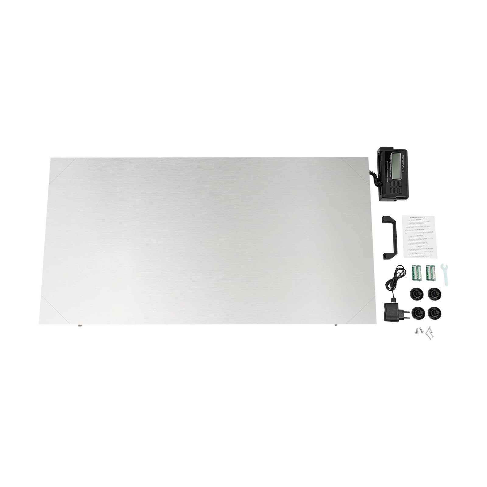 Bilancia per animali, 300 kg, 103,5 x 53 cm, display digitale LCD, in acciaio inox, grande piattaforma resistente, bilancia veterinaria con alimentatore, batterie, monitor LCD per animali domestici