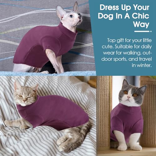 Chemise douce à motif sphynx avec manches pull chaud polaire chat - 6