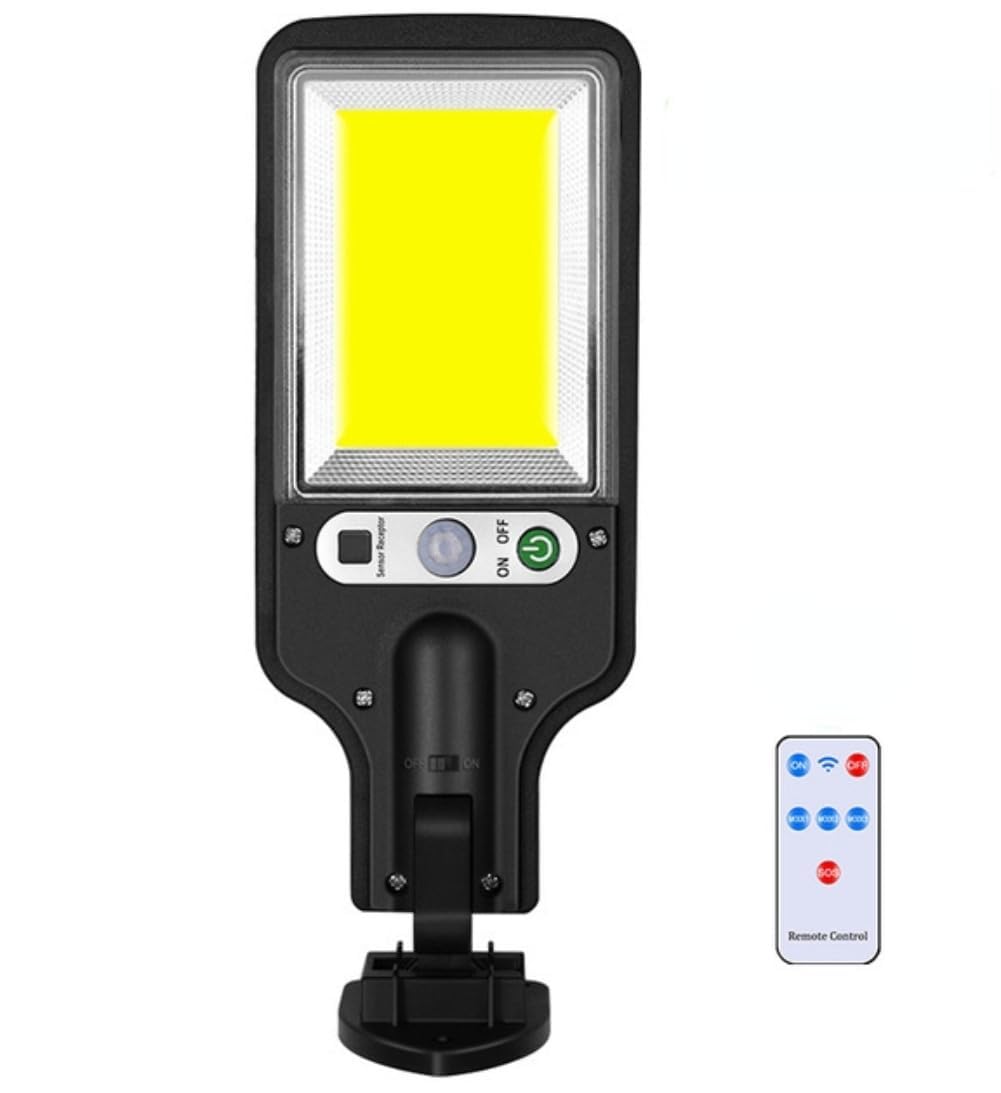 LED Solar Light Outdoor Garden PIR Motion Sensor 3 Modes Lamp Security Street Lamp Wall Yard (with remote,C)
