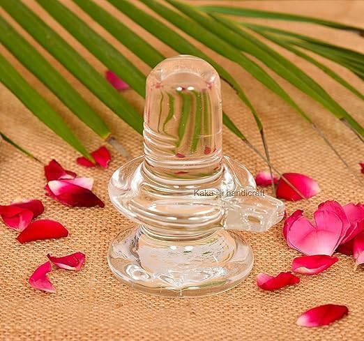 Awadh Glass Shivling Crystal | Jyotirlinga | Shiv Lingam Small Size for Pooja Room Transparent Shiv Linga for Pooja Home Decoration Lord Shiva Idol for Best Gift (Pack of 1)