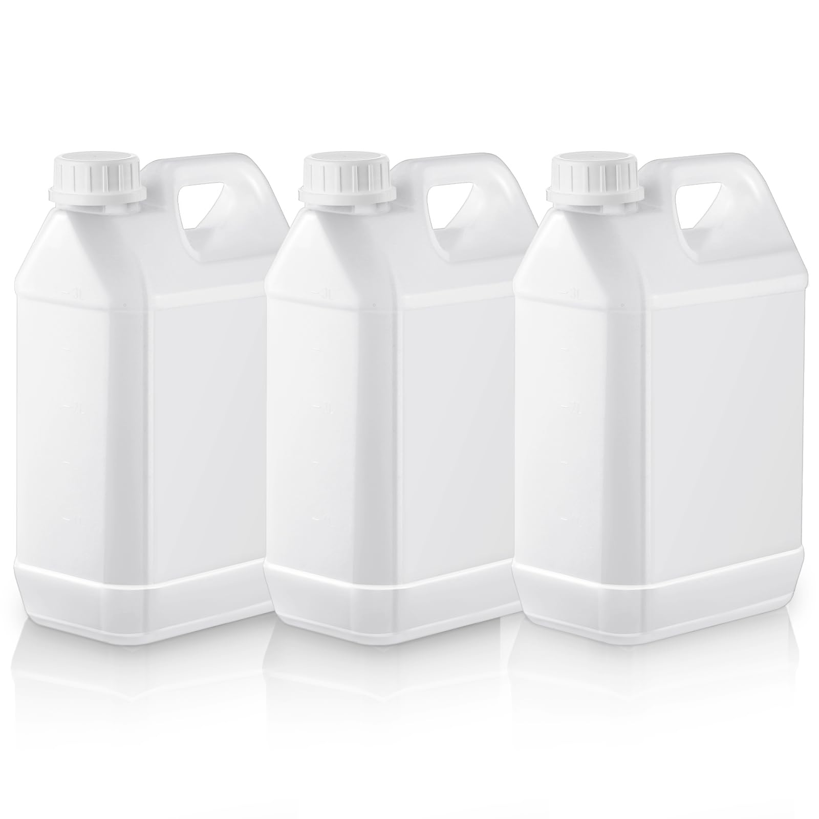 Ziliny 3 recipientes de plástico de 1 galón con asa y tapa, recipientes cuadrados de polietileno de alta densidad para almacenamiento de agua líquida, hogar, restaurante, uso comercial residencial