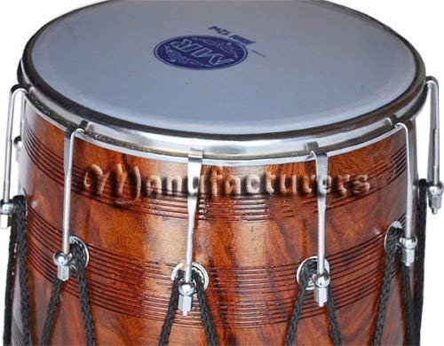 Fasherati Punjabi Bhangra solido fatto a mano Sheesham legno Dhol tamburo con bastone