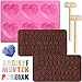Moldes de silicona 3D con forma de corazón y corazón,molde de silicona alfanumérico para hornear moldes de silicona para mousse, chocolate, cheesecake, fondant con 2 piezas mini martillo de madera