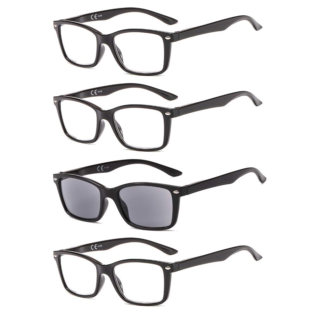 Suertree Lesebrille Feder Scharnier Klassisch Sehhilfe Augenoptik Brille Lesehilfe für Damen Herren BM151