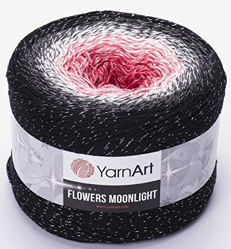 Image of YarnArt Flowers Moonlight - Gradient Cotton Acrylic Yarn with Metallic Lurex, 9.17oz (250g), 1093 Yards - Shiny, Multicolor Cake Yarn for Crochet, Knitting, Shawls & DIY Projects (3260-1)