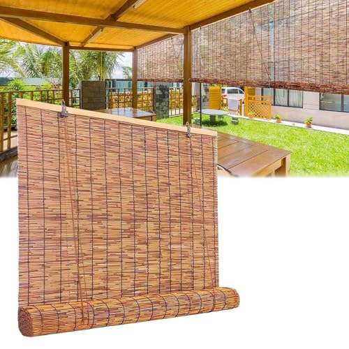 Persianas Enrollables Exterior 25 30 40 50 60 70 80 90 100 120 140cm Cortinas De Cana Bambu Anti-UV Estor Enrollable De Bambú Blackout Persiana Romanas