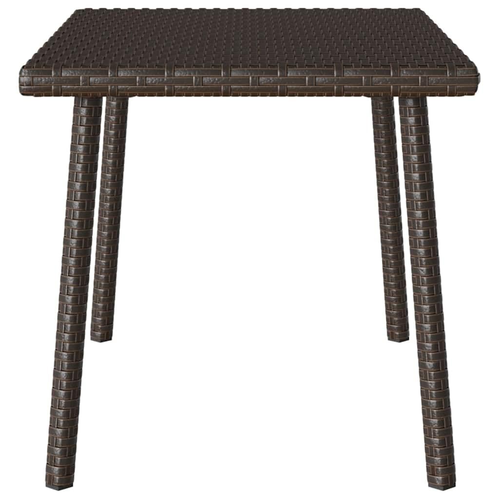 Hothingwell Prostokątny stolik kawowy ogrodowy 60x40x37 cm z plecionej żywicy brązowej, polirattanowy na zewnątrz, solidna stalowa rama