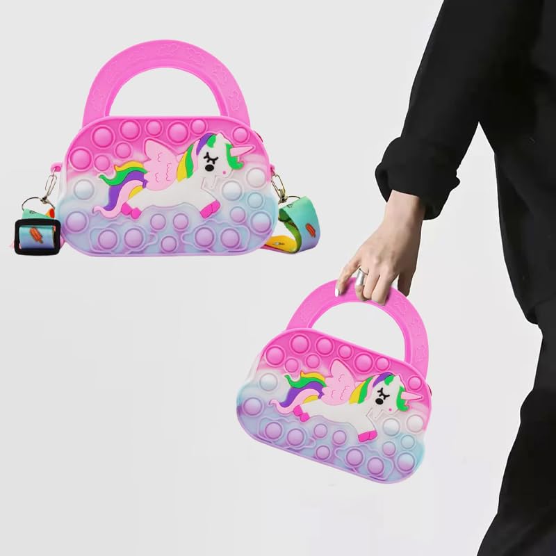 Cute Unicorn Silicone Crossbody Bag, Fashion Casual Handbag, Cute Animal Unicorn Crossbody Bag, Ideal choice for Gifts, Purple