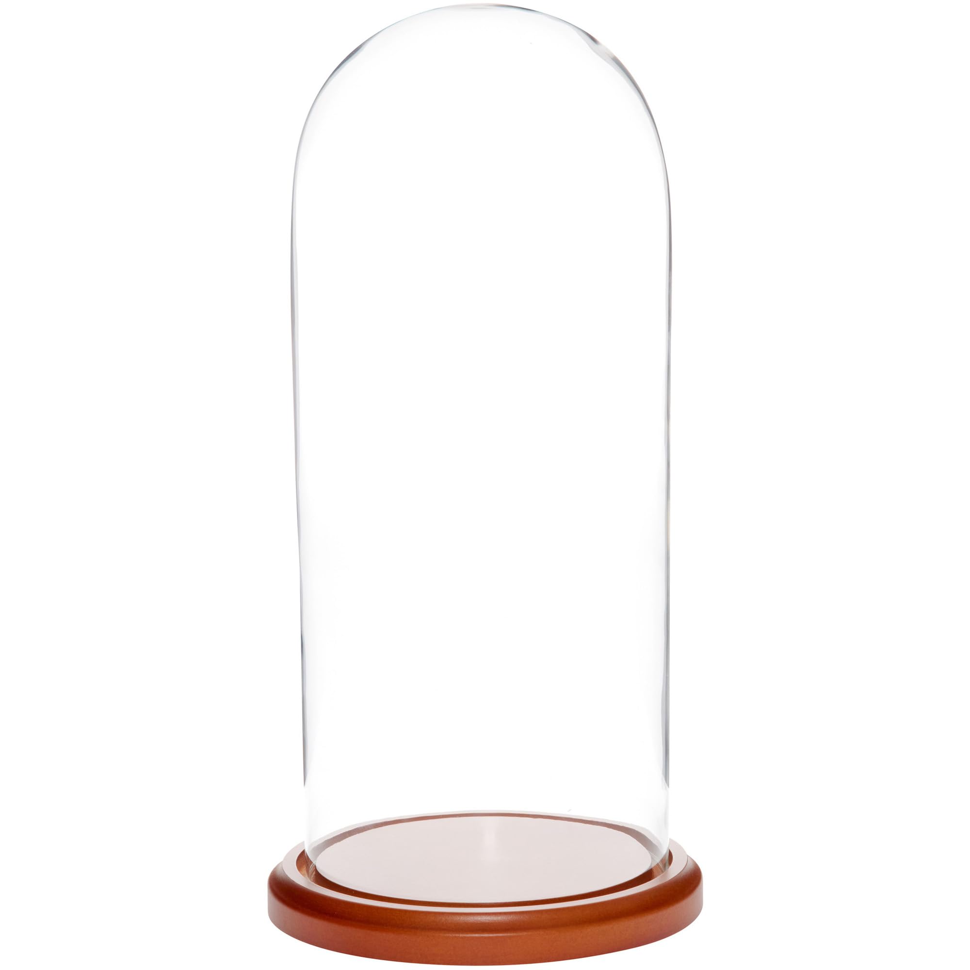 (Walnut Base) - Plymor Brand 5.5" x 13" Glass Display Dome Cloche (Walnut Base)