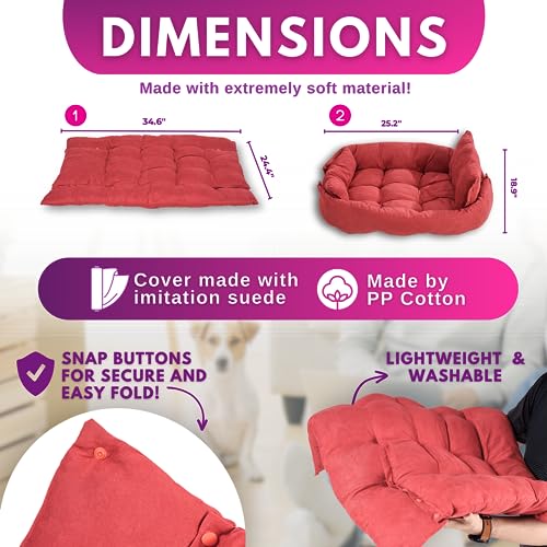 Pet Playpen with 3-IN-1 Sofa Bed, Portable and Foldable Dog Playpen for Medium Pets, Removable Zipper Top, Light-Weight Puppy Playpen, Ideal Dog Play Pen Indoors, Outdoors, Red Pet Playpen with 3-IN-1 Sofa Bed, Portable and Foldable Dog Playpen for Medium Pets, Removable Zipper Top, Light-Weight Puppy Playpen, Ideal Dog Play Pen Indoors, Outdoors, Red