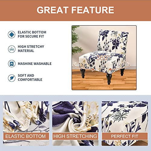 Image of Eco-Ancheng Armless Chair Slipcover Removable Armless Accent Chairs Covers Washable Armless Slipper Chair Slipcover Printed Armless Chair Furniture Protector Covers for Living Dining Room Hotel