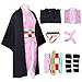 Formemory Nezuko - Set di 8 costumi cosplay per travestimenti da demoni, per donne e ragazze, Kimetsu no Yaiba, Nezuko, Kimono, per Halloween, per bambini (L)