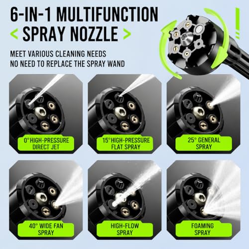 Image of CHAMSUREUK Car Washer High Pressure Gun Cordless Portable Wireless Pressure Washer Gun 48V 12000mah High Pressure Water Gun for Car Wash Bike Washing Cleaning| Adjustable Nozzle fbf (Black&Green)