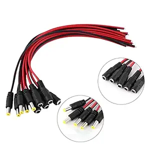 PGSA2Z? 10 Pcs DC Male & Female Connector Cable for CCTV Cameras Connections(Black,Red)
