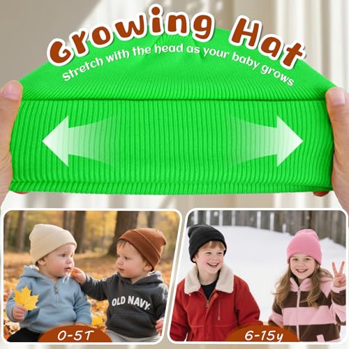 Image of ZOORON Toddler Beanie Boys Girls Beanies Kids Winter Hats Children Knit Cap | Soft Ski Hat, Cozy Core Yarn, Double Layer Warmth, Elastic Zero-Pressure Fit, Warm Kids Hats, School, Daycare, Gifts