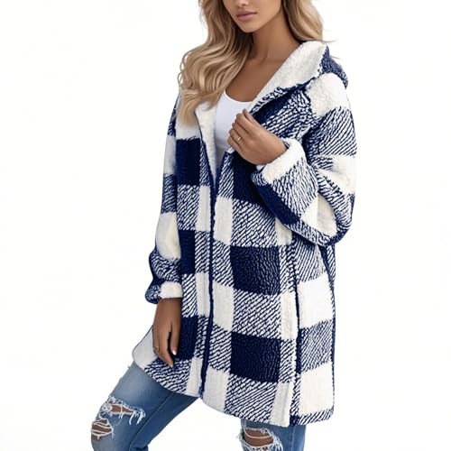 Zip Up Flannel Jacket Women Plaid Shacket Long Sleeve Sherpa Fleece Jacket with Pockets Fall Coats Winter Clothing4