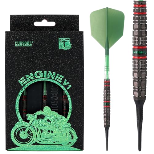 CUESOUL Engine V1 19g Soft Tip 90% Tungsten Dart Set with Oil Paint Finished and Unifying ROST T19 Carbon Flight