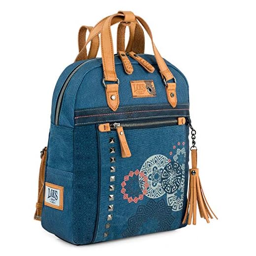 Lois - Bolso Mochila Mujer Casual - Bolsos Mochila para Mujer. Mochila Bolso Mujer de Marca Lois. Mochila Casual Mujer - Mochilas Pequeñas Mujer. Mochilas Mujer Moda 310524, Azul