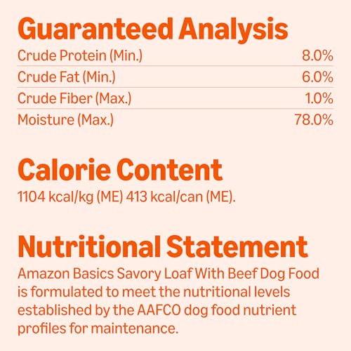 Image of Amazon Basics Wet Dog Food, Savory Loaf with Beef, Made with Real Beef and Chicken 13.2 oz can (Pack of 12)