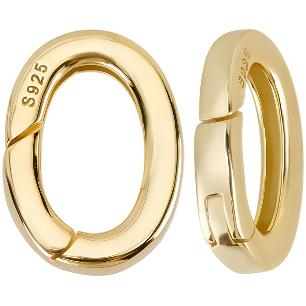 SUNNYCLUE 1 Scatola da 3 Pezzi S925 Fermaglio A Molla in Argento Sterling Fermagli Ovali Dorati per Gioielli 10mm Piccolo Moschettone A Scatto Estensore per Maglie Connettore per Collane Braccialetti