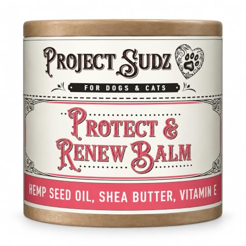Project Sudz Protect &amp; Renew Paw &amp; Nose Balm for Dogs &amp; Cats – Moisturizes Dry-Looking Paw Pads and Noses – Hemp Seed Oil, Shea Butter &amp; Vitamin E