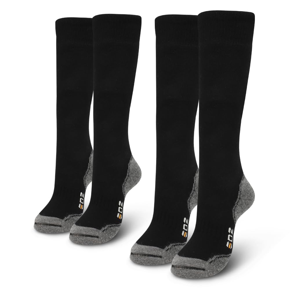 EDZ Merino Wool Calf Length Boot Socks (Black) 2 Pack UK 6-8, EU39-42