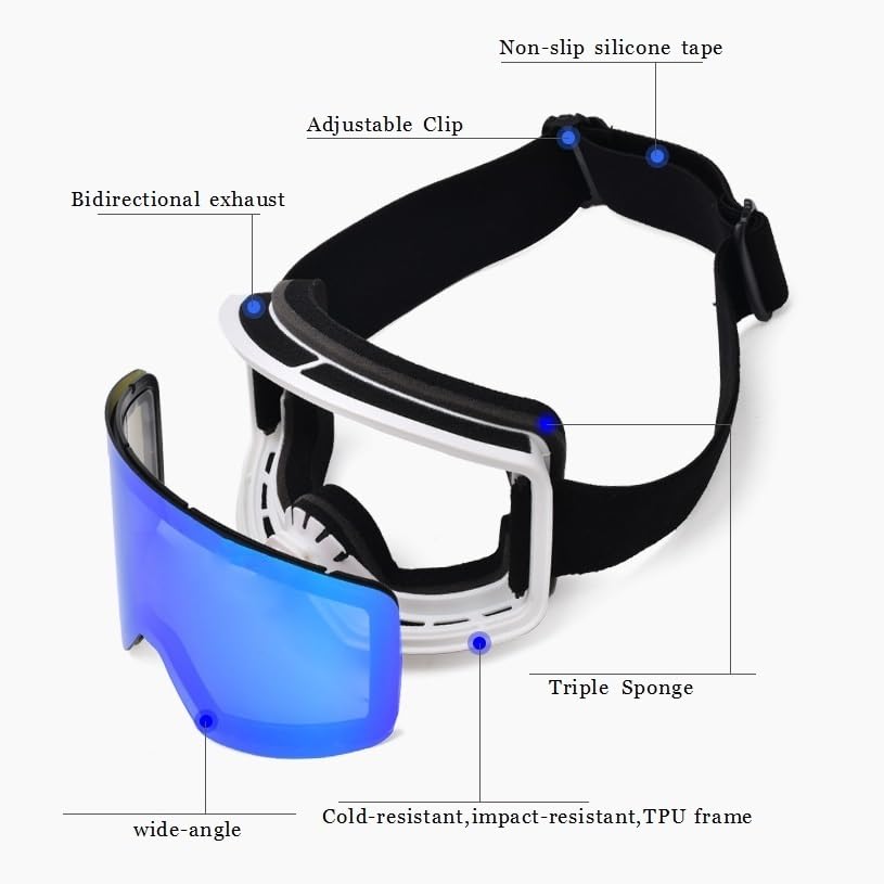 Lunettes de ski coupe-vent pour homme et femme, double pont, anti-buée, anti-reflets, protection UV
