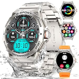 LIGE Smartwatch Herren Bluetooth Anruf Voice Chat für Android und iOS Smartwatch 1,43″ AMOLED Always-on Display Männer Smartwatch 460 mAh Herzfrequenz Schlaf Gesundheit Monitor Grau Smartwatch