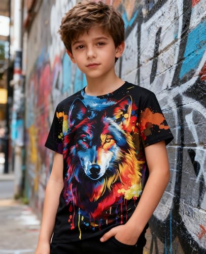 Image of uideazone Tshirts for Boys Kids Short Sleeve T-Shirt 3D Graphic Tee Shirts Tops Clothes 4-16 Years