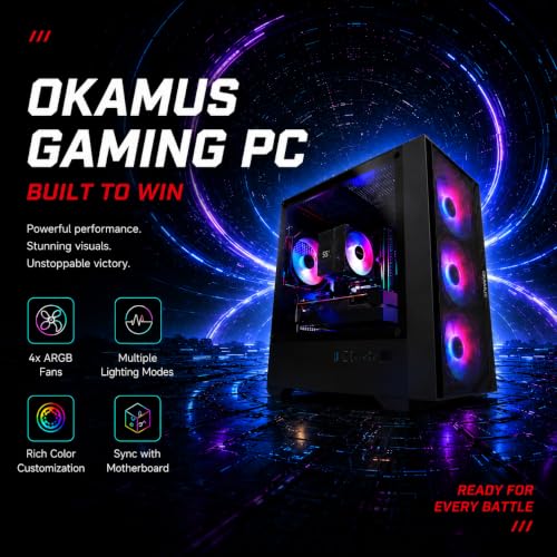 Image of Prebuilt Gaming PC, RTX 3050 8GB DDR6, i7-7700 Up to 4.2GHz, 16GB RAM, 512GB SSD, Gaming Desktop Tower, ARGB Cooling with Temperature Display, WiFi 6, BT 5.3, Win 11 Home