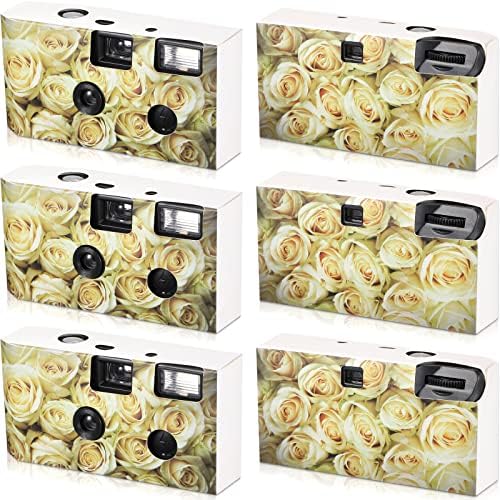 6 Packs Disposable Camera for Wedding Single Use Film Camera with Flash for Wedding, Anniversary, Travel, Camp, Party Supply